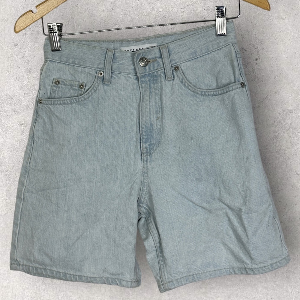Topshop Editor Light Blue High Rise Denim Shorts Size 2 Womens 100% Cotton Short